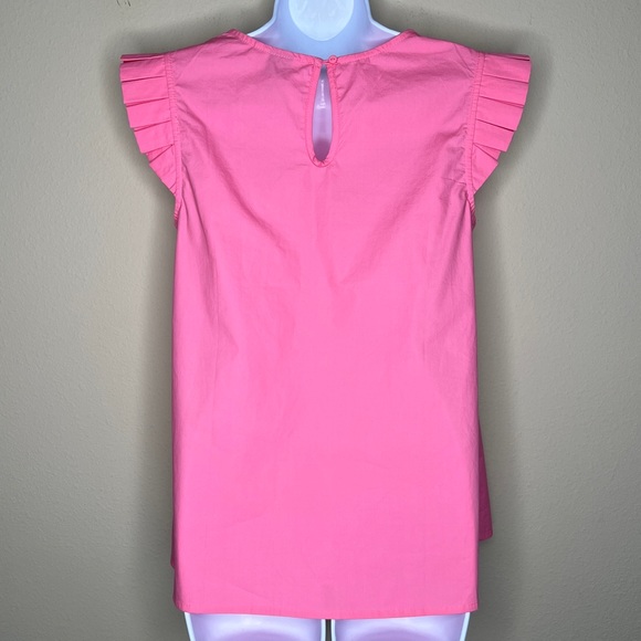 HD IN PARIS / ANTHROPOLOGIE Pink Ruffled Poplin Top - Sz XS - Picture 6 of 10